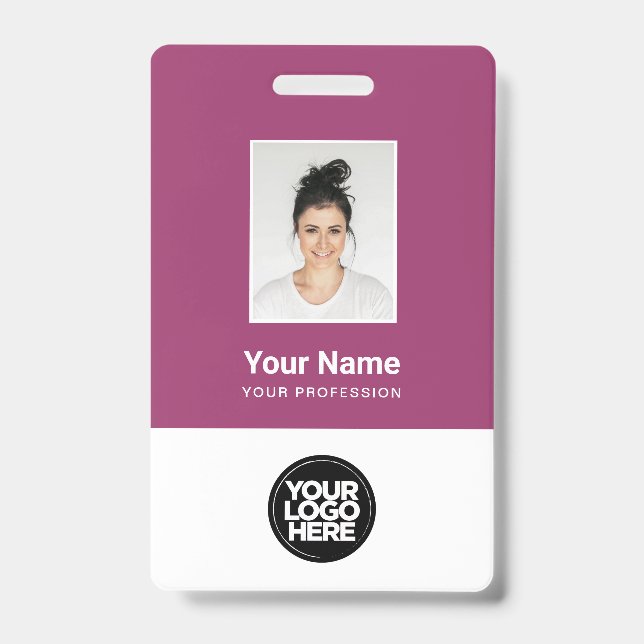 Custom Employee Photo, Bar Code, Logo, Name ID Badge (Front)