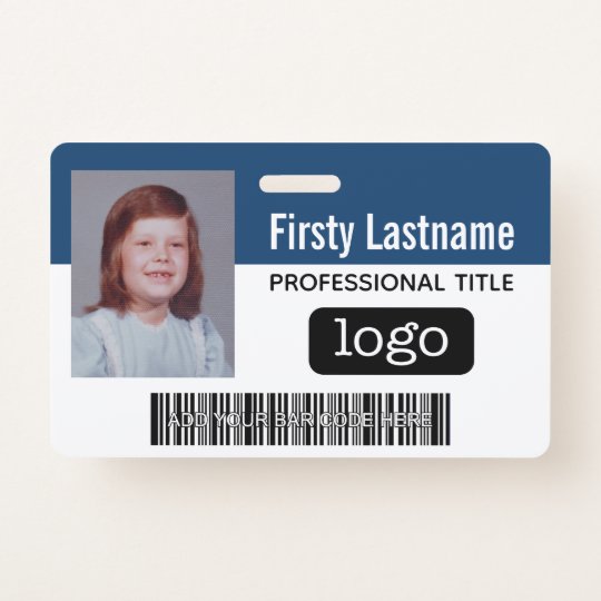 Custom Employee Bar Code Logo Name ID Badge