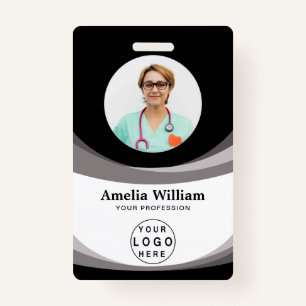 Custom Employee Photo, Bar Code, Logo, Name ID Badge