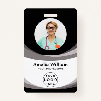 Custom Employee Photo, Bar Code, Logo, Name   ID Badge