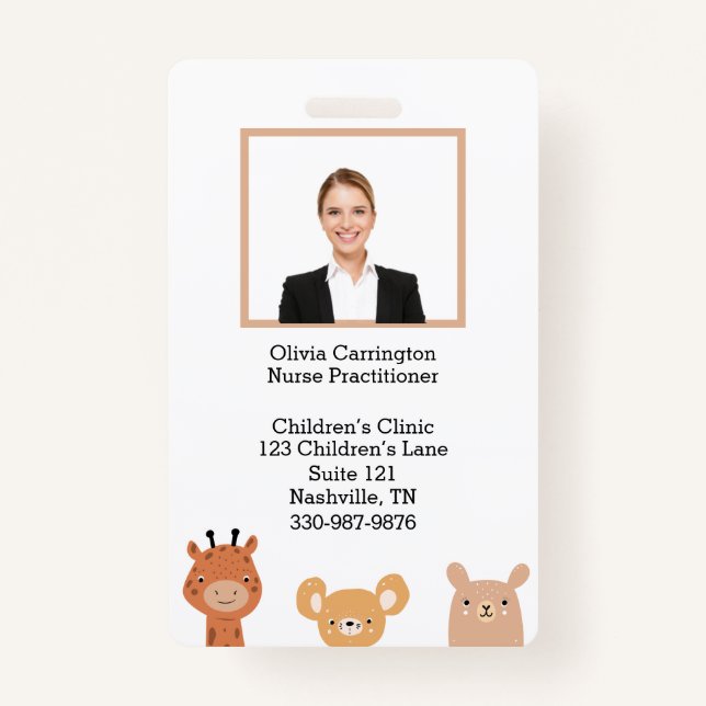 Custom Employee Photo Bar Code Logo Name ID Badge (Front)