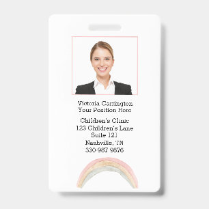 Custom Employee Photo Bar Code Rainbow Name Tag ID Badge