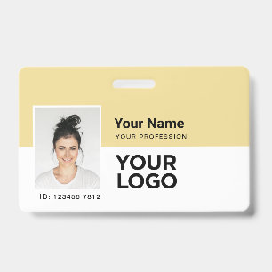 Custom Employee Photo Bar or Qr Code Logo Name I ID Badge