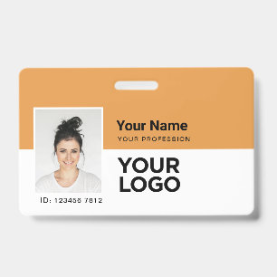 Custom Employee   Photo Bar or Qr Code Logo Name ID Badge