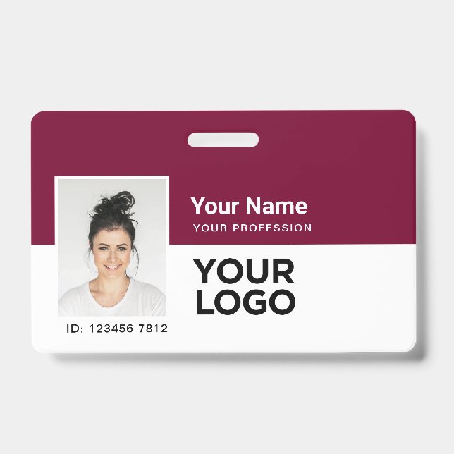Custom Employee | Photo Bar or Qr Code Logo Name ID Badge (Front)