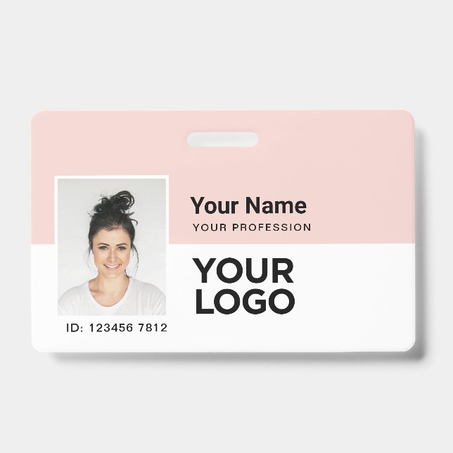 Custom Employee | Photo Bar or Qr Code Logo Name ID Badge (Front)