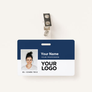 Custom Employee   Photo Bar or Qr Code Logo Name ID Badge