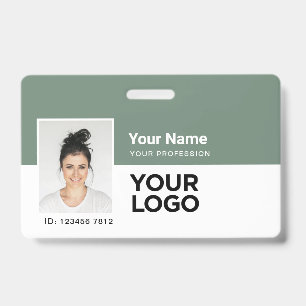 Custom Employee   Photo Bar or Qr Code Logo Name ID Badge