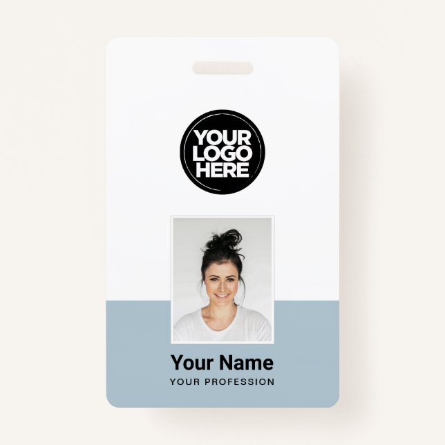 Custom Employee - Photo, BarCode, Large Logo, Name ID Badge (Front)