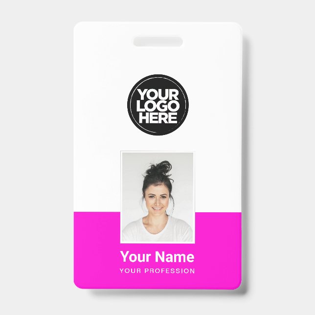 Custom Employee - Photo, BarCode, Large Logo, Name ID Badge (Front)