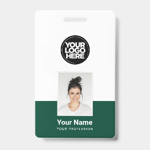 Custom Employee - Photo, BarCode, Large Logo, Name ID Badge