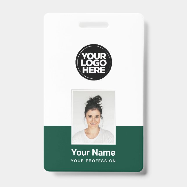 Custom Employee - Photo, BarCode, Large Logo, Name ID Badge (Front)