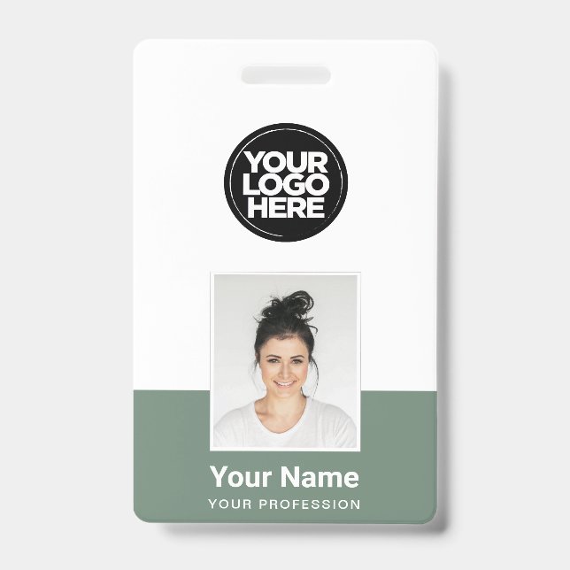 Custom Employee - Photo, BarCode, Large Logo, Name ID Badge (Front)