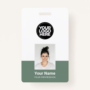 Custom Employee - Photo, BarCode, Large Logo, Name ID Badge