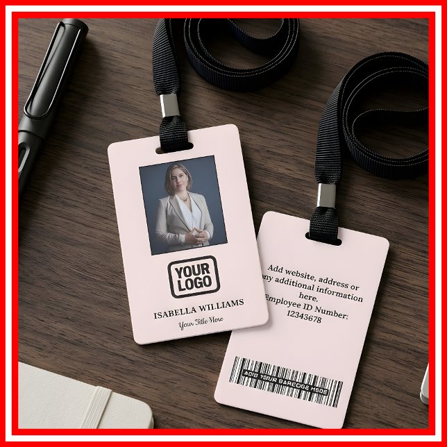 Custom Employee Photo, Barcode, Logo, Name Badge ID Badge (Creator Uploaded)