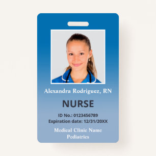 Custom Employee Photo Blue Gradient Medical ID ID Badge