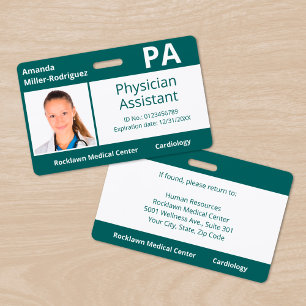 Custom Employee Photo Blue-Green Hospital ID Badge