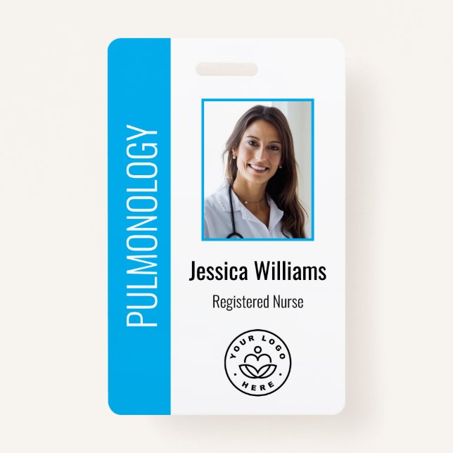 Custom Employee Photo Blue White Medical ID Blue ID Badge (Front)