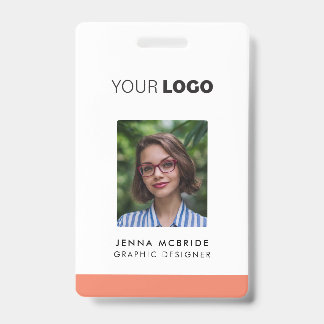 Custom Employee Photo Card, Logo, Barcode, Name ID Badge