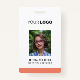 Custom Employee Photo Card, Logo, Barcode, Name ID Badge