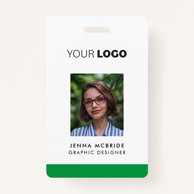 Custom Employee Photo Card, Logo, Barcode, Name ID Badge (Front)