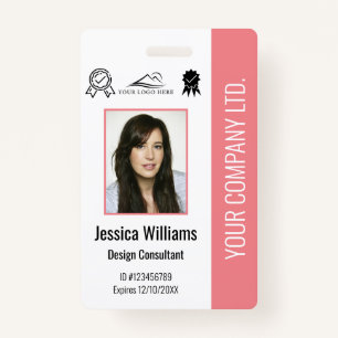 Custom Employee Photo Certification Pink ID ID Badge