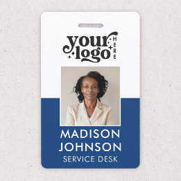 Custom Employee Photo Company Logo Blue Name ID Badge