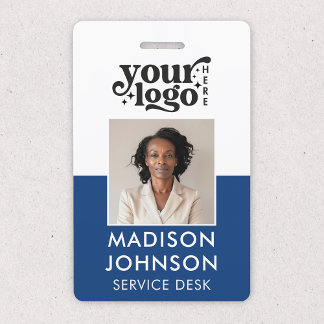 Custom Employee Photo Company Logo Blue Name ID Badge