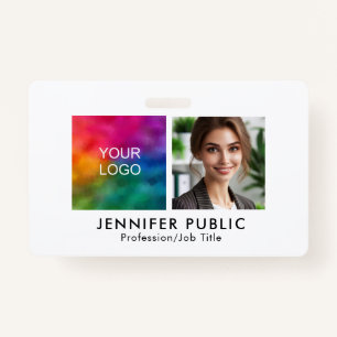 Custom Employee Photo Company Logo Here Simple ID Badge