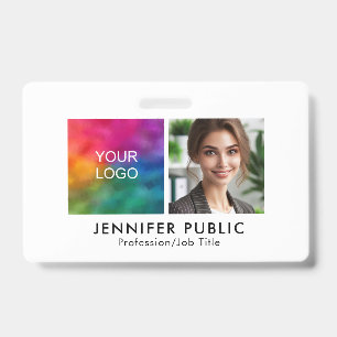 Custom Employee Photo Company Logo Here Template ID Badge