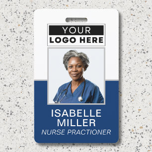 Custom Employee Photo Company Logo ID Navy  ID Badge