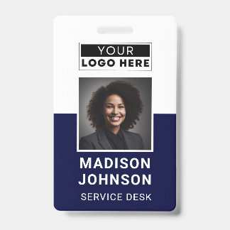 Custom Employee Photo Company Logo Modern Name  ID Badge