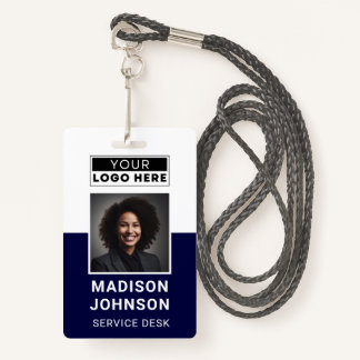 Custom Employee Photo Company Logo Modern Name ID Badge