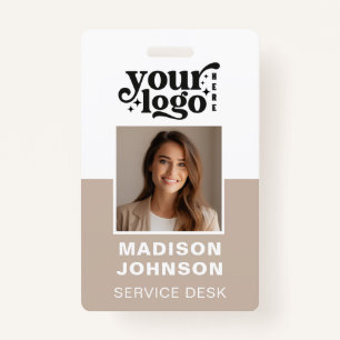 Custom Employee Photo Company Logo Modern QR ID Badge