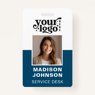 Custom Employee Photo Company Logo Modern QR ID Badge