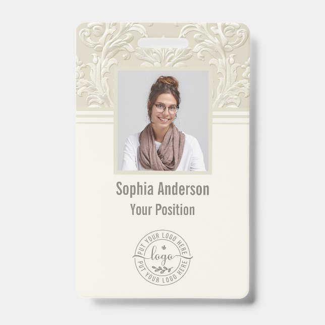 Custom Employee Photo Company QR Code Classic  ID Badge (Front)