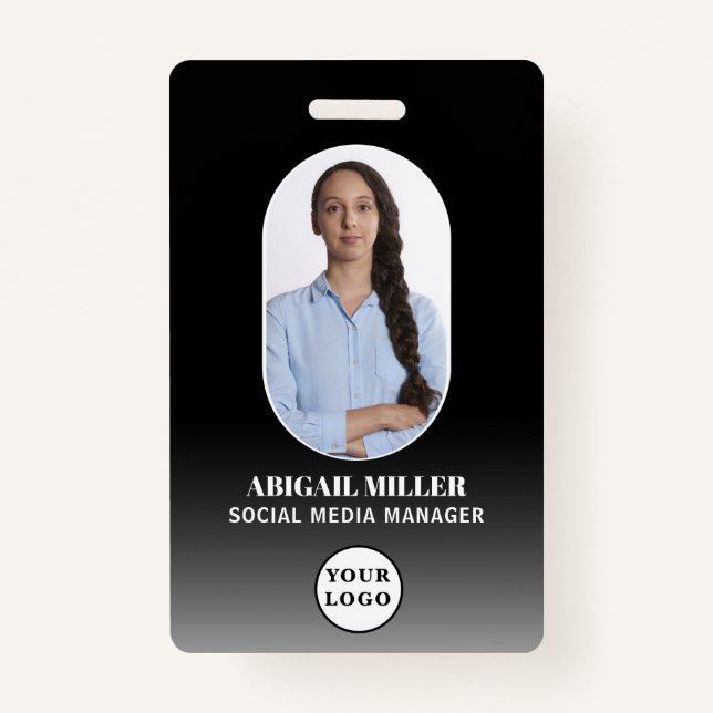 Custom Employee Photo Gradient Arch Badge ID Badge (Front)