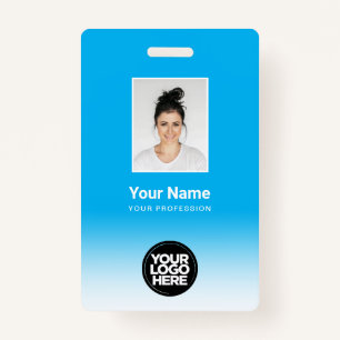 Custom Employee Photo Gradient Light Blue ID Badge
