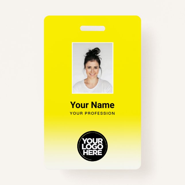 Custom Employee Photo Gradient Yellow ID Badge (Front)