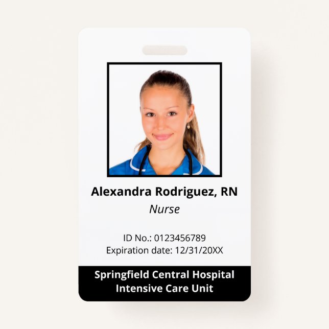 Custom Employee Photo Hospital ID ID Badge (Front)