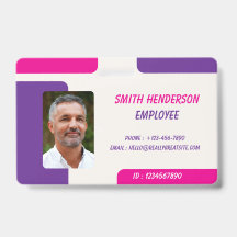 Custom Employee Photo ID Badge Card