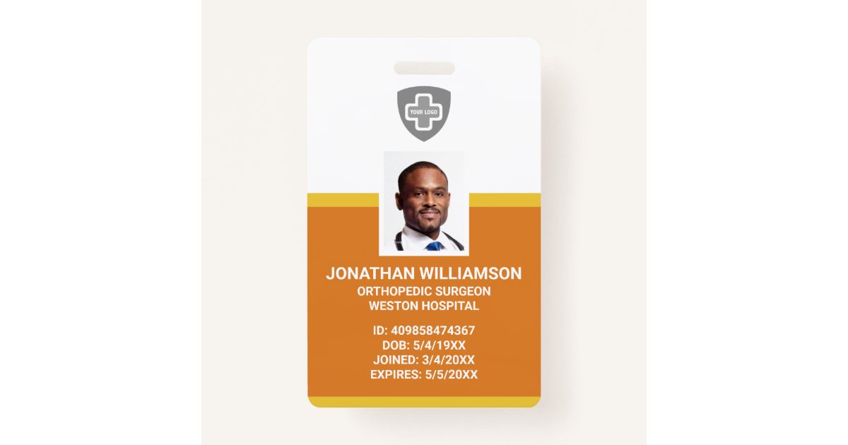 Custom Employee Photo ID, Barcode & Logo Company ID Badge Zazzle