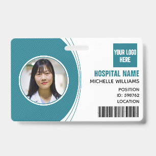 Custom employee photo ID barcode logo name Badge