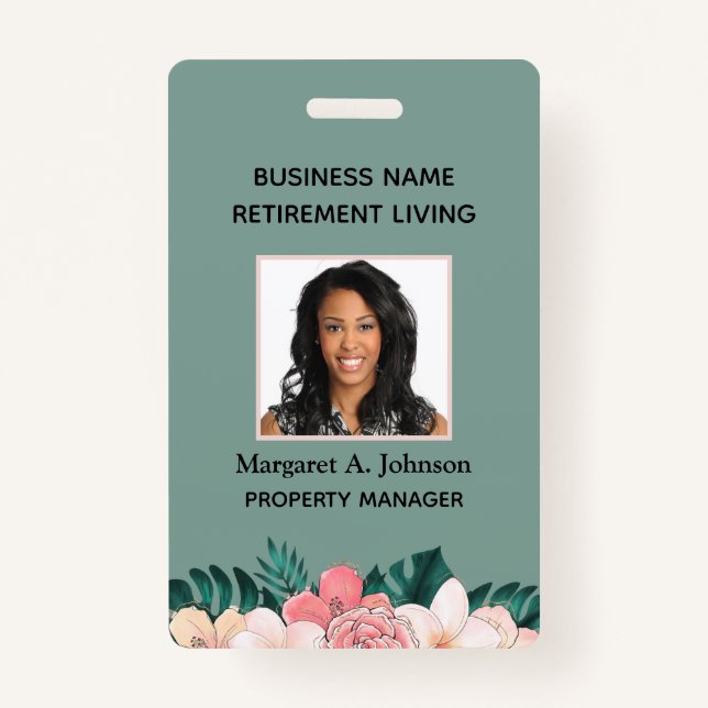 Custom Employee Photo ID Green Company ID Badge (Front)