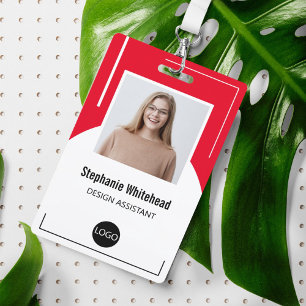 Custom Employee Photo ID Logo Red Badge