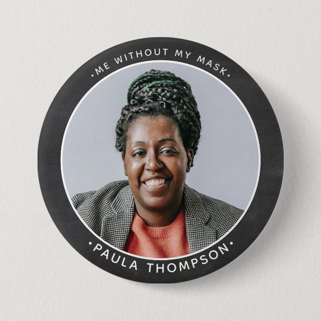 Custom Employee Photo ID smiling without mask 7.5 Cm Round Badge (Front)