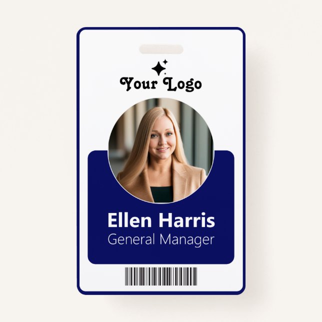 Custom Employee | Photo, Job Title, QR, Name ID Badge (Front)