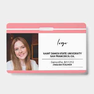 Custom employee photo logo and bare code template ID badge