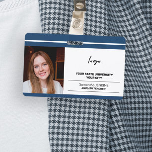 Custom employee photo logo and bare code template ID badge