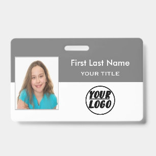 Custom Employee Photo Logo, Bar Code grey Badge ID Badge